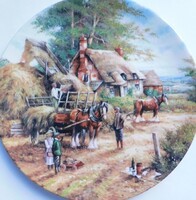 Wedgwood angol dísztányér - vidéki életkép, szénaszállítás