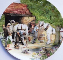 Royal Doulton angol dísztányér - vidéki életkép, a patkoló kovács