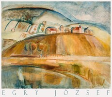 Egry József Badacsony 1935,  művészeti plakát, Balaton szőlőhegy hegyoldal tópart