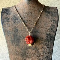 For the dog lover! Gold Nature coral carved dog pendant