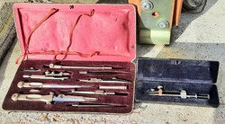 2 Antique Engineering Compasses, Drawing Tools Set Neuhöfer & Sohn Wien + Richter