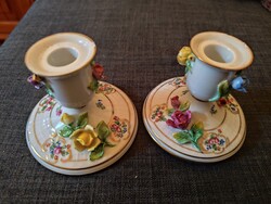 Stamped Porcelain Rose Candle Holders