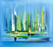 Krisztián Szalai: Balaton Harbor Rhythm. 100x100cm Oil/Canvas