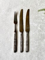 Patina Art Nouveau German Stahl-Bronze Antique 'Indás' Fruit Spoons and Forks for Replacement