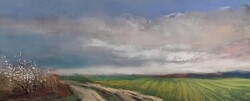 Pósa Ede - Tavasz 20 x 48 cm pasztell, papír