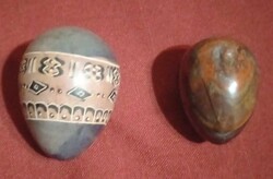 2 Ethnic eggs from South Africa. Made of stone and very beautiful for collectors of unique items