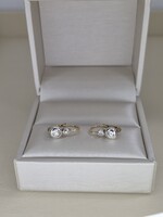 Antik arany buton fülbevaló pár brillekkel cca 0.34 ct