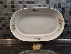 Hibátlan állapotú retro Alföldi porcelán kínáló tál (36x26 cm) színes virágos