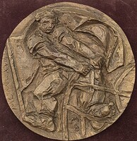 Mladonyiczki Béla (1936-1995): Munkában bronz plakett