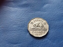 CANADA / KANADA 5 CENT 1949 HÓD! VI.GYÖRGY! SOKSZÖGŰ!