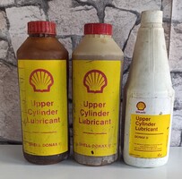3 pcs retro Shell oil bottles with contents