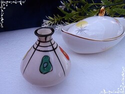 Art Deco FIM Budapest Porcelángyár ( Budapesti Zsolnay )váza, és bonbonier