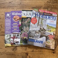 4 db német lakberendezési és kerti újság, lakberendezés folyóirat magazin, lakás és kert berendezés