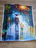 Leonid Afremov - Rainy walk with daddy olaj festmény