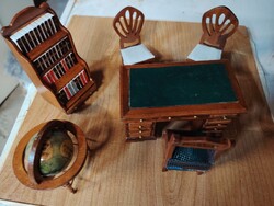 Viktoriànus dolgozó szoba szett miniatűr baba bútor