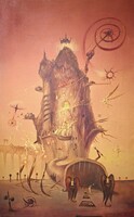 Endrey-Nagy Attila: Mesevilág (olajfestmény kerettel 90x60 cm) szürreális, misztikus, scifi, fantasy