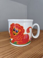 Retró Zsolnay / Gubor oroszlános gyerek porcelán bögre (70s)
