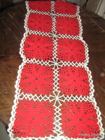 Beautiful floral-patterned crochet white-red doily