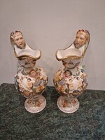 Különleges  Capodimonte olasz porcelán kancsó pár