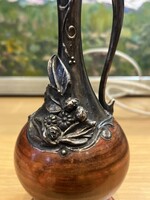 Special Antique Decorative Item: Amber-colored Glass Decanter with Silver Decoration and Stopper