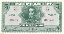 5 boliviano bolivianos 1928.07.20. Bolivia aUNC pici barna folt