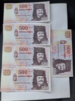 Uncirculated 2007 and 2008 500 Forint banknotes with sharp corners!