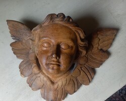 Carved Angel Head with Wings