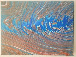 Unique abstract acrylic painting, 30x40 cm fluid art