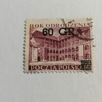 Pecsételt Lengyel bélyeg.  1956.   Felülbélyegzett