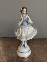 : Antique Volkstedt lace porcelain ballerina figurine – Signed Dresden Lace rarity
