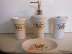 FÜRDŐSZOBA SZETT - ÚJ - 4 db  - PORCELÁN - BOLTI ÁRA - 55, 96 euro ADAGOLÓ -20 x 8 cm -  - NÉMET