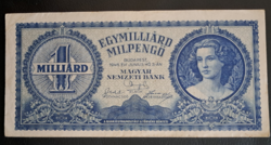 Hajtatlan, eltolódott előlapi és hátlapi 1946 1 milliárd Milpengő AUNC vnt