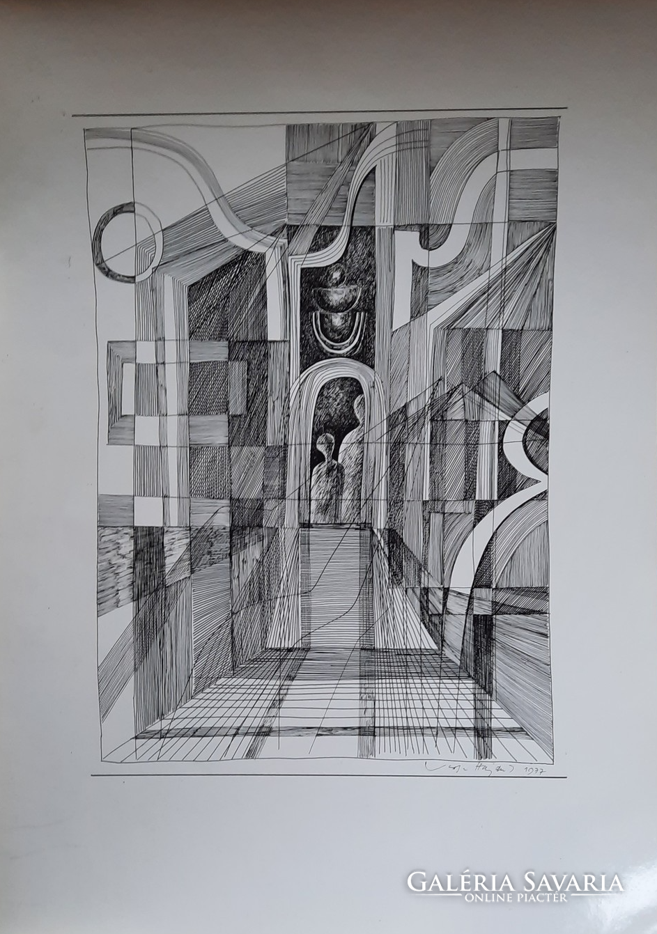 István Varga hajdú constructivist graphics from 1977, print after a ...