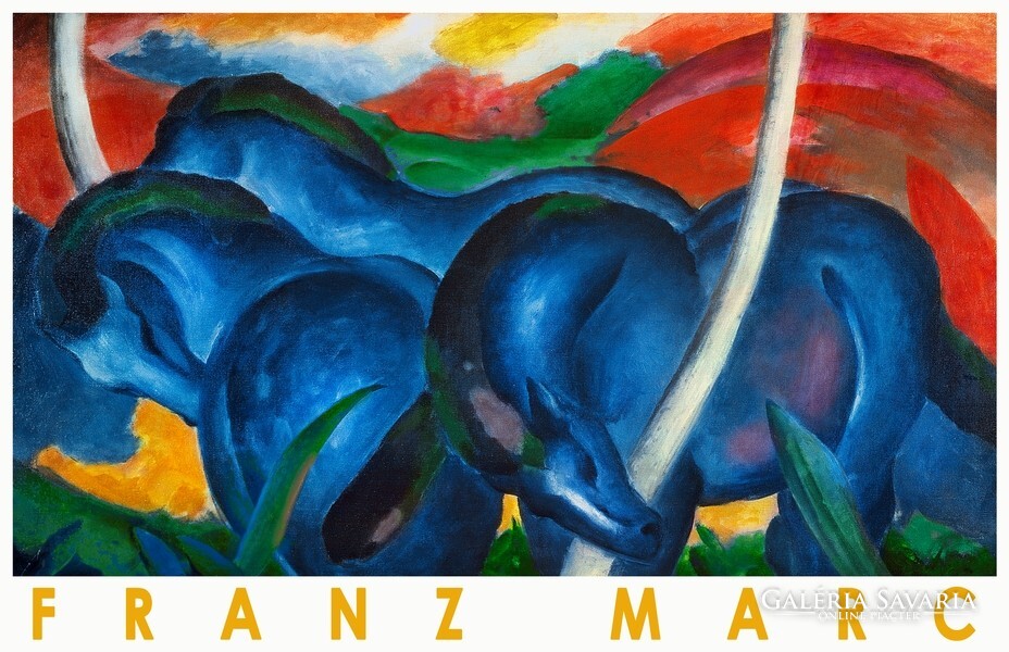 Franz Marc Big Blue Horses 1911 German Abstract Expressionist Painting ...