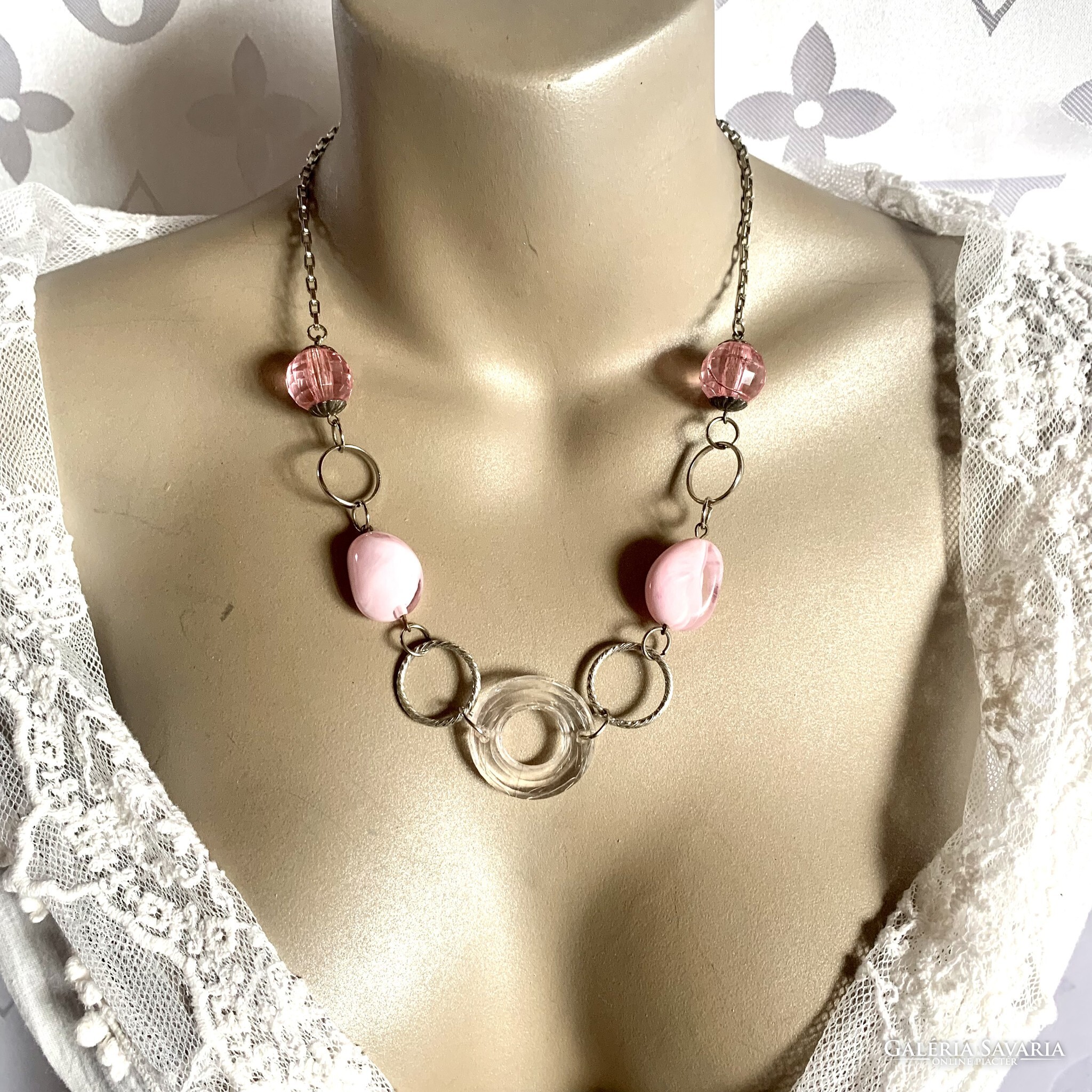 Pink Acrylic Pearl Unique Vintage Necklace 1970s Flawless Vintage Jewelry Necklaces Jewelry Galeria Savaria online marketplace Buy or sell on a reliable quality online platform