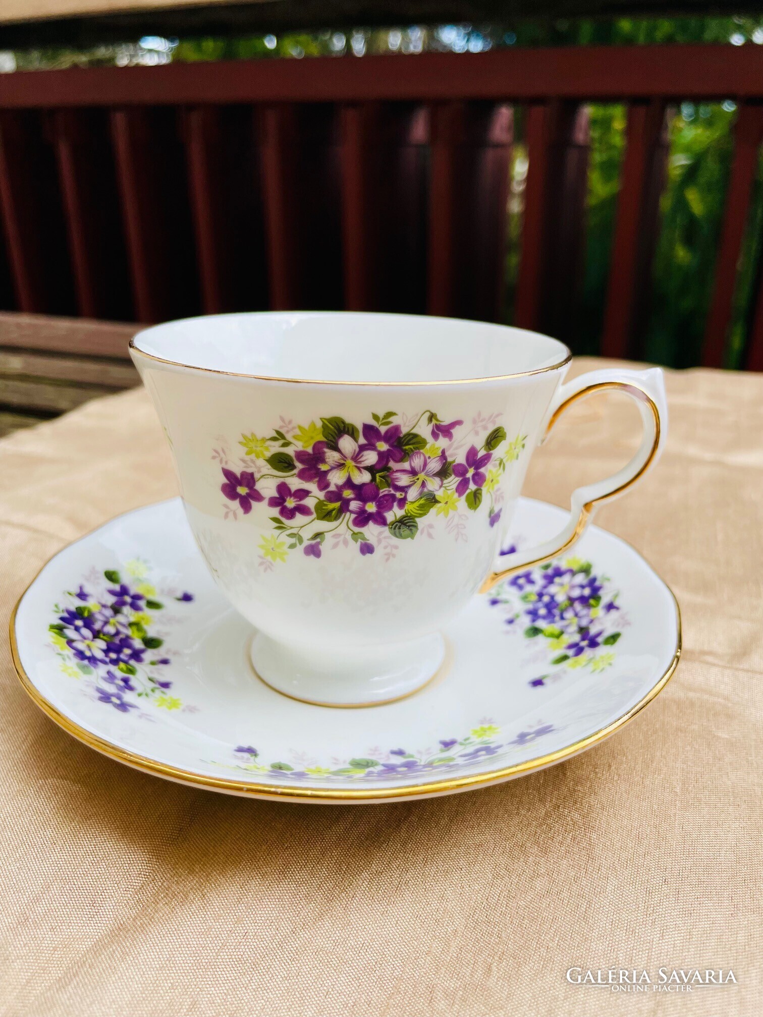 Vintage viola pattern Bone China Queen Anne English tea cup with