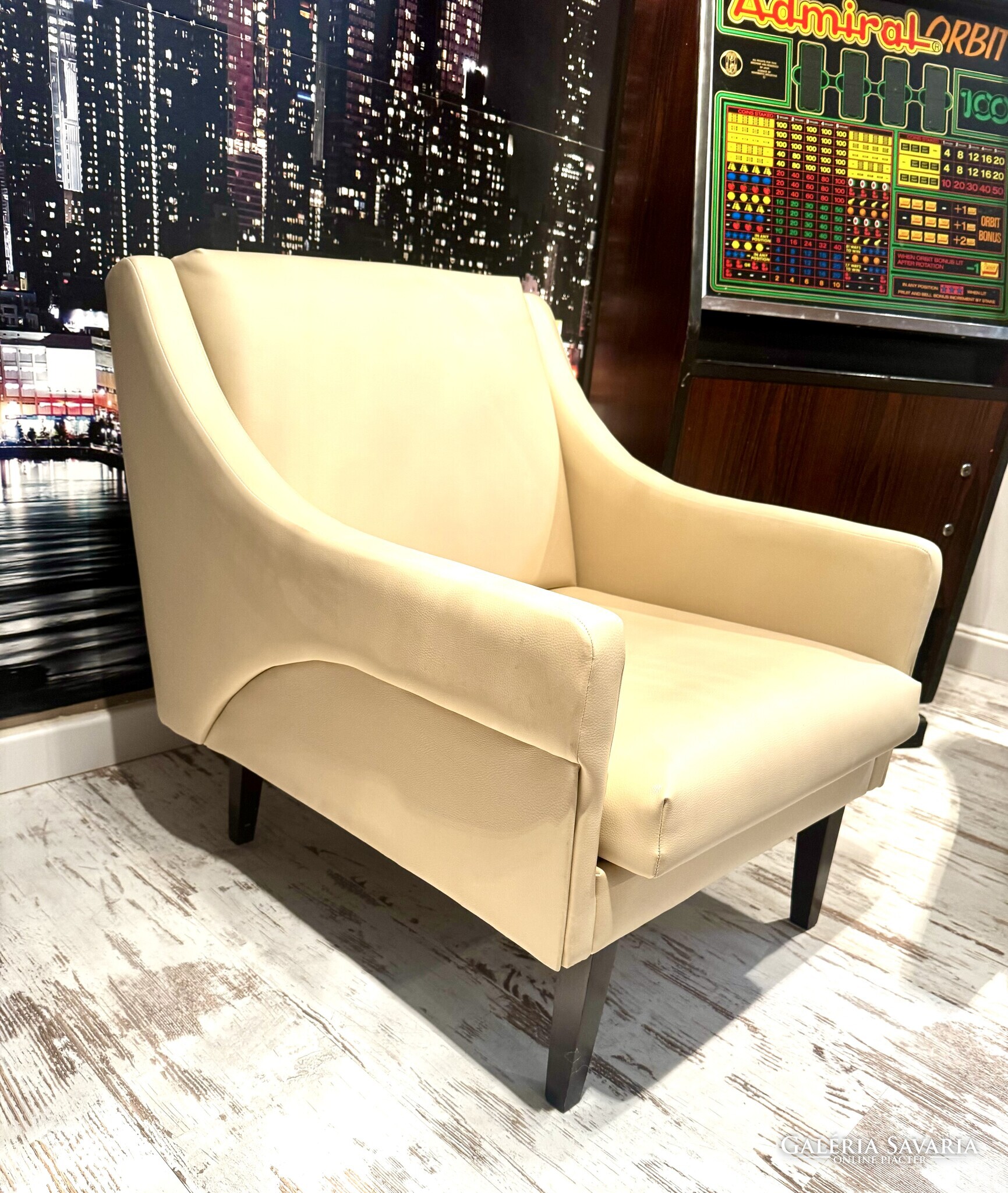 pcs leather upholstered restored retro mid century design