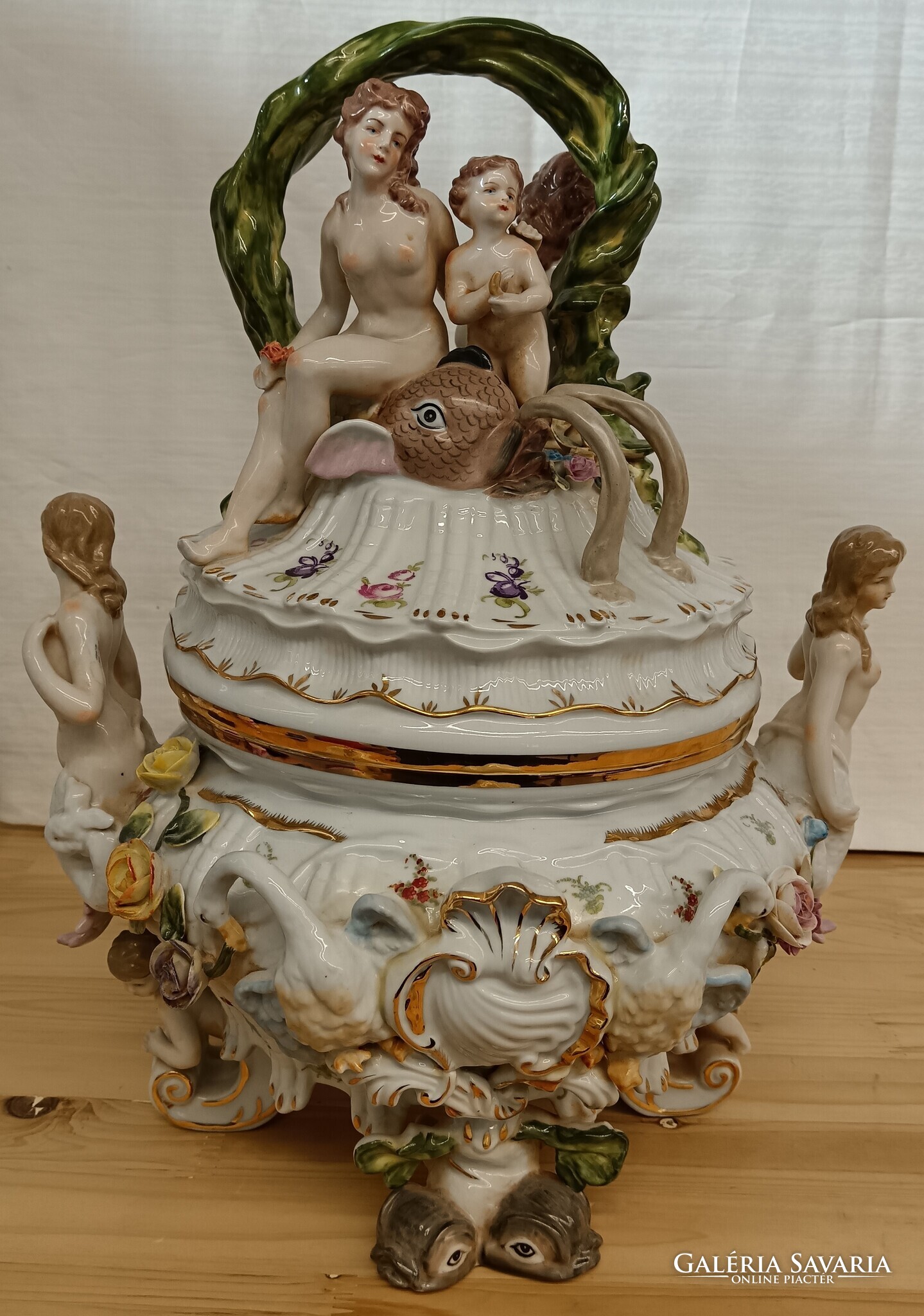 1900-1920 Meissen ritzenhoff & becker soup bowl - with mermaids, swans, fish motifs! - Porcelains | Galeria Savaria online marketplace