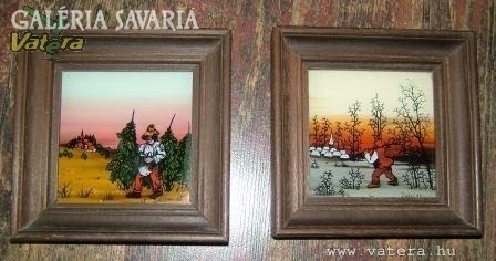 Old - marked - glass paintings in wooden frames - unknown creator