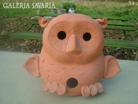 Large handmade ceramic owl candle holder