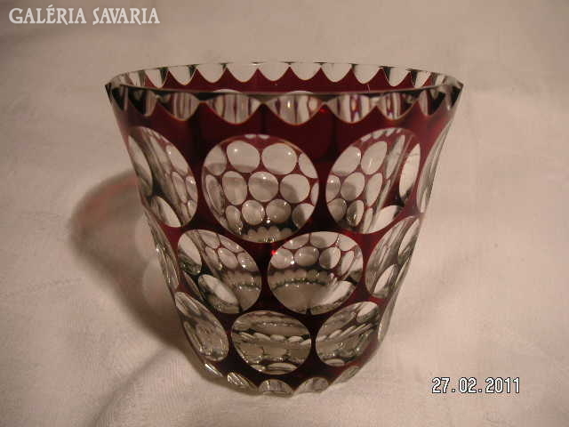 Specially polished crystal vase, glass artwork 8.5 cm