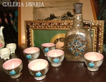 Strehla keramik: bottle with 6 glasses set
