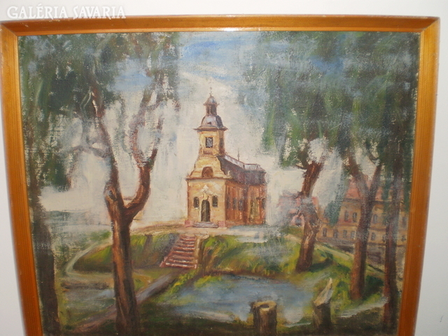 Ismeretlen festő " Templom a dombon"