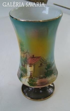 Tájkép festmény vázán-  kézzel festett portugál váza