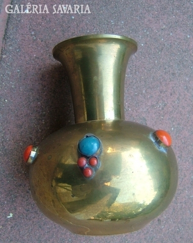 Old copper vase with pearl inlay