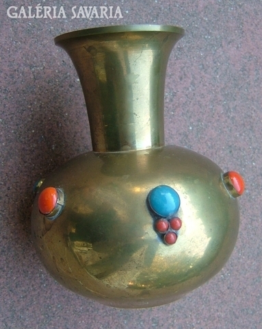 Old copper vase with pearl inlay