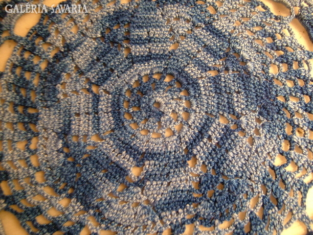 Hand crocheted blue-light blue tablecloth - tablecloth