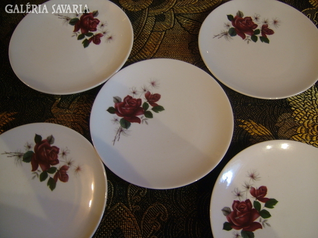 Set of 5 flower-patterned Bavarian cake plates
