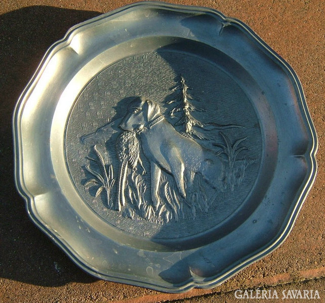 A pair of marked pewter wall plates - I also recommend them for hunting lodges