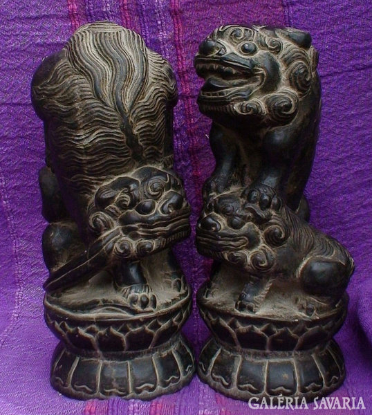 Chinese lion gatekeepers stone carving handmade